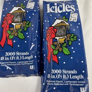 Union Christmas Icicles Tinsel Metalized 4000 Strand Total 2 Pack Lot Vintage